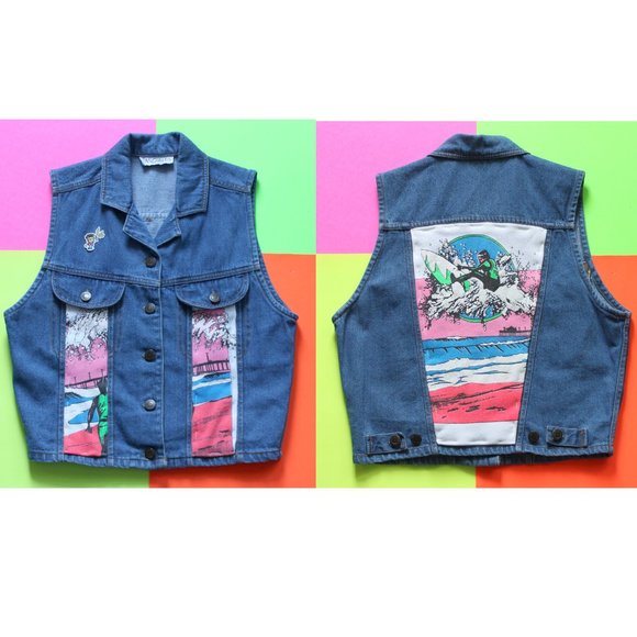 Vintage Jackets & Blazers - Vintage One Of A Kind Custom Surf & Waves Vest